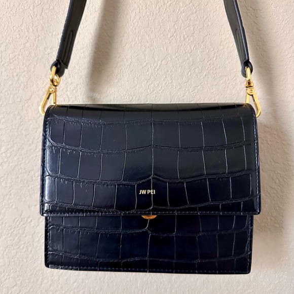 JW PEI Mini Flap Black Croc Crossbody - Picture 3 of 14